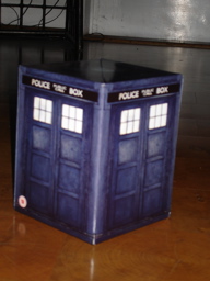 A police box - the trademark design for the Dr. Who box set